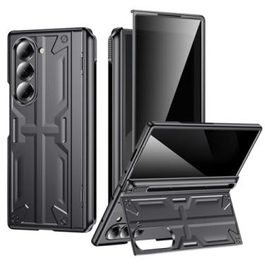 Imagem de Capa para caneta Samsung Z-Fold-6: capa fina com suporte de dobradiça com protetor de tela de privacidade - suporta carregamento sem fio - capa protetora macia para celular para Galaxy Z Fold6