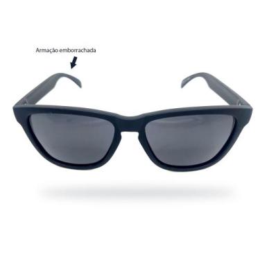 Imagem de Óculos de Sol emborrachado preto com as lentes em preto - Euforya