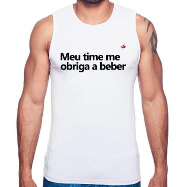 Imagem de Regata Meu time me obriga a beber - Foca na Moda, Branco, P