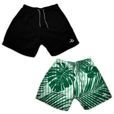 Imagem de Kit 2 Shorts Masculino Basico e Estampado Florido Academia - Bueno Sto