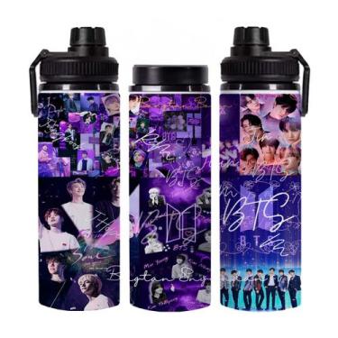 Imagem de Garrafinha de Água Banda BTS K Pop  Alumínio com Alça 750mL - VilelaGG