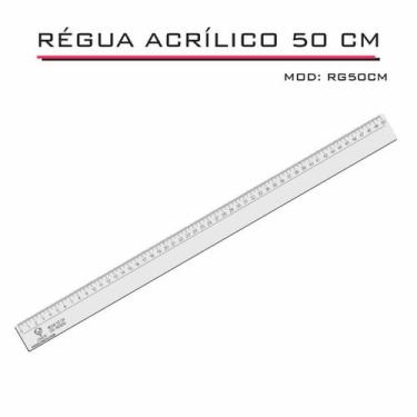 Imagem de Régua Reta Acrílica 50 cm Transparente Desenho Técnico Fenix