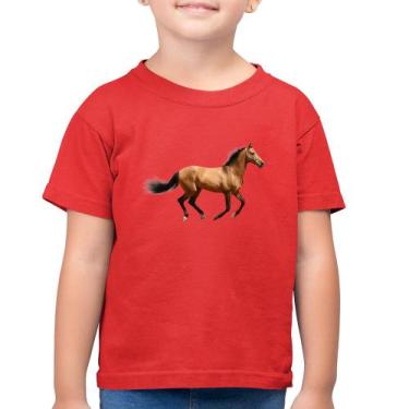 Imagem de Camiseta Algodão Infantil Cavalo Correndo - Foca na Moda, Vermelho, 4