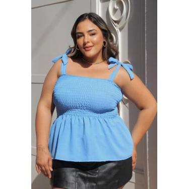 Imagem de Blusa Feminina Plus Size Com Elástico Ajustável Bata Alcinha Regata Mo
