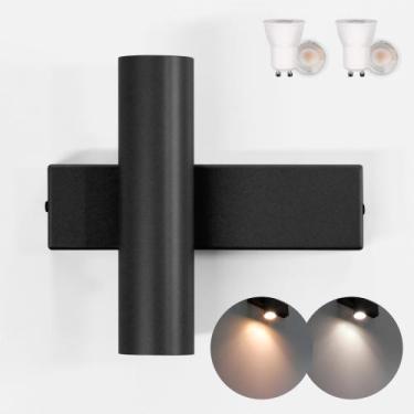 Imagem de Arandela Luminalux ALX0059 Tube design 2 focos led Mr11, Preto, Branco
