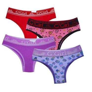 Imagem de Kit 4 Roupa Intima Feminina Calsinha Tanga Algodão Básica Lisa De Cós 