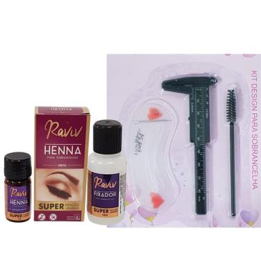 Imagem de Kit Henna Sobrancelha Raviv com Paquimetro 3 escovinha design 3 moldes