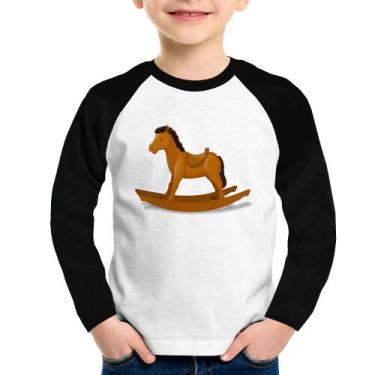 Imagem de Camiseta Raglan Infantil Cavalinho De Pau Manga Longa - Foca na Moda, 