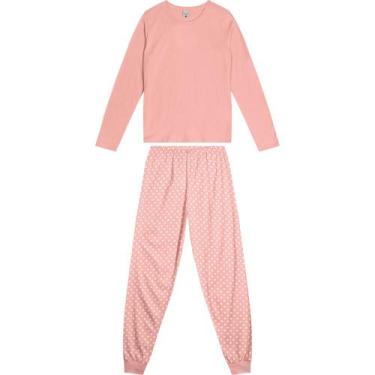 Imagem de Pijama Feminino Meia Malha Manga Longa Malwee Ref. 117595, Salmão, XGG