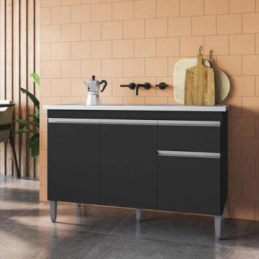 Imagem de Balcão de Pia Ambiente Tatiane 145 cm Preto Fosco - AJL - AJL Móveis