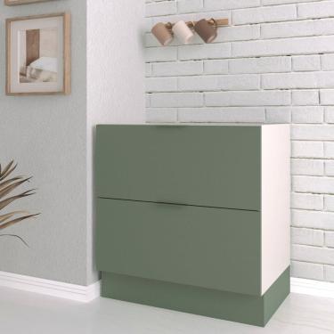 Imagem de Balcão 2 Gavetões com Gaveta Auxiliar sem Tampo com Rodapé Puxador 150mm Ipanema CabeCasa MadeiraMadeira Verde Folha/Branco