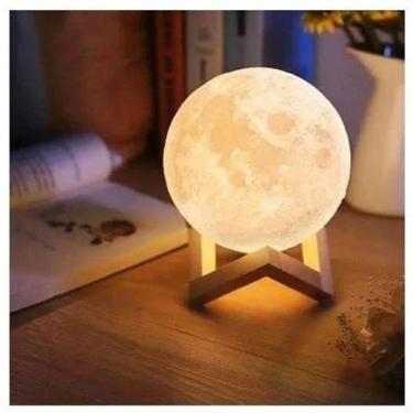 Imagem de Luminária Lua 3D Led Abajur Decoração Quarto - Branca