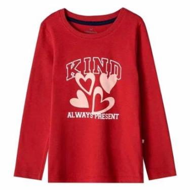 Imagem de Blusa Hering Infantil Menina Manga Longa Com Estampa  Vermelho-Feminino