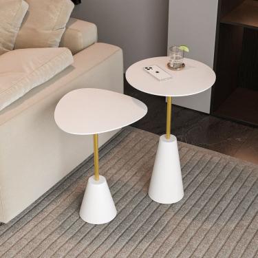 Imagem de Conjunto Mesa de Canto Napoli Metal 65cm X 40cm X 40cm BRANCO / DOURADO