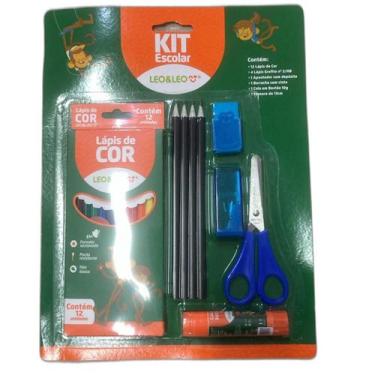 Imagem de Kit Material Escolar Infantil Com 20 Peças Pintura Lápis de Cor Aponta