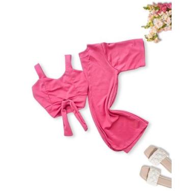 Imagem de Kimono Colete + Crooped Plus Size Feminino 0444 - Bellucy Modas, Rosa,