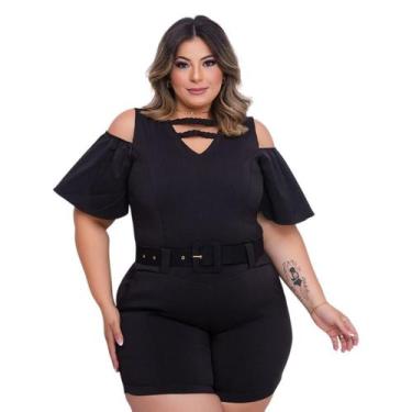 Imagem de Macaquinho Plus Size Com Cinto Roupas Femininas 48 ao 52 0023 - Belluc