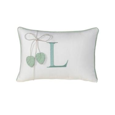 Imagem de Almofada Decorativa Personalizada Bordada com Inicial do Nome Verde - 