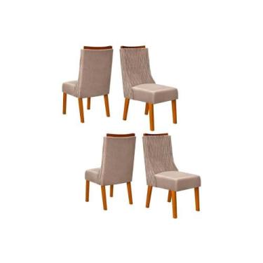Imagem de Kit 4 Cadeiras Sala Jantar Jade 4 Un Freijó/Suede Kraft - DJ Móveis