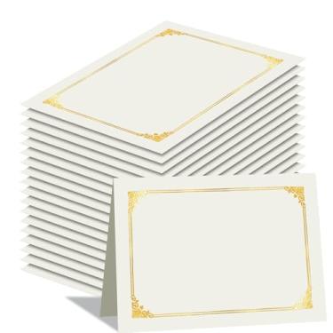 Imagem de HAUTOCO Pacote com 50 porta-certificados, pastas de diploma brancas, capas de certificado com borda dourada para cartolina tamanho carta 21 x 28 cm, prêmio, documento, formatura