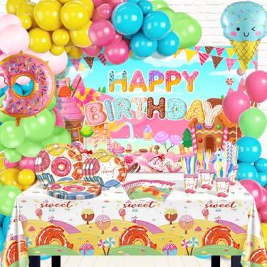 Imagem de Lecheme Kit de Decorações para Festa de Aniversário de Donuts 286 Peças Decorações para Festa Candyland Cenário de Aniversário de Donuts Toalha de Mesa Balões de Donuts Guirlanda Suprimentos para Fest