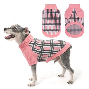 Imagem de SCENEREAL Suéter de gola rolê para cães pequenos, médios e grandes, meninas, meninos, pulôver xadrez de Natal, roupas de cachorro para clima frio, presente ideal para animais de estimação no ano novo