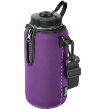Imagem de Beautyflier Manga de Garrafa de Água de Neoprene Isolante Refrigerador, Compatível com Garrafa de Água Nalgene 32 Oz, com Alça de Ombro Ajustável para Garrafa de Boca Larga Hydro Flask 32 Oz, Etc.(Rox