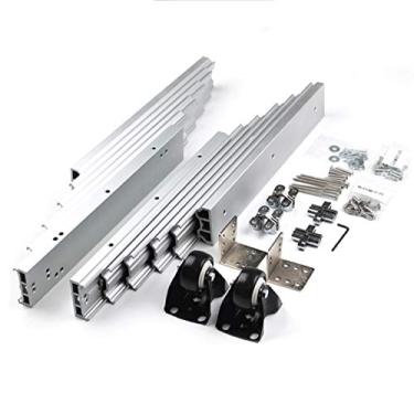 Imagem de Gaveta de metal resistente de 127 cm Uyoyous Desliza para mesa de montagem de hardware Alumínio Extensão completa Trilhos deslizantes Carga de rolamento Capacidade 160 LB com 2 rodas para gavetas de mesa ocultas