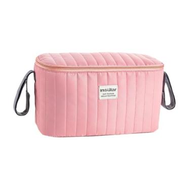 Imagem de Milageto Bolsa organizadora de carrinho com alça suspensa para lanches, garrafa de fraldas, Rosa