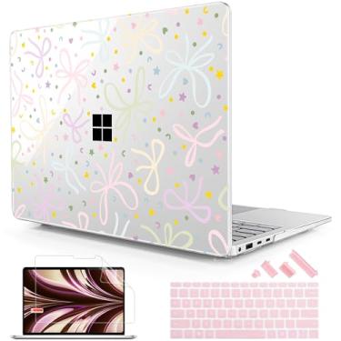Imagem de Lepeoac Capa para laptop Microsoft Surface de 13,9 polegadas, Windows 11 Copilot+ PC 2024, 7ª edição, tela sensível ao toque, capa rígida de plástico com capa de teclado e protetor de tela, nós de
