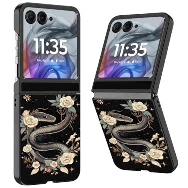 Imagem de WZCJDHMJ Capa para Motorola Razr 2025/2024, fina, fina, rígida, policarbonato, antiarranhões, capa protetora à prova de choque para Moto Razr 50-Rose Snake