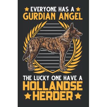 Imagem de Hollandse Herder Notizbuch: Hollandse Herder Guardian Angle Schäferhund / 6x9 Zoll / 120 karierte Seiten Seiten