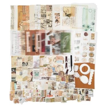 Imagem de Pacote de 251 peças vintage para scrapbook, papel para scrapbooking e adesivos, kit de diário de lixo para arte, estética, colagem, decoupage, artesanato (montanhas e campos)