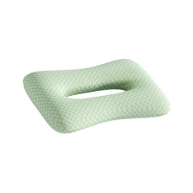 Imagem de IEUDNS Travesseiro piercing de orelha, protetor de ouvido, com capa removível e lavável, almofada ergonômica, travesseiro lateral para dormir, sofá, viagem, Verde