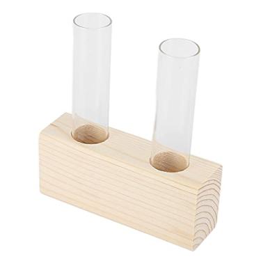 Imagem de Vaso de Vidro Minimalista Nórdico, Tubo de Ensaio Com Suporte de Madeira Criativo, Recipiente de Planta Hidropônica para Decoração de Casa e Mesa (Hidroponia de tubo duplo)
