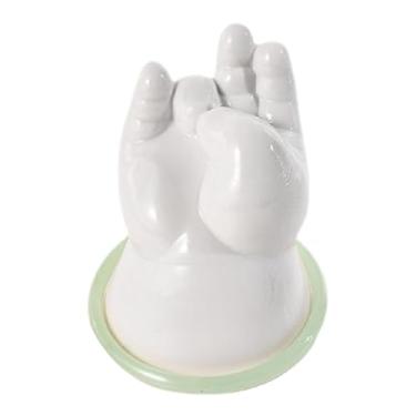 Imagem de FLCPJGV Estátua de mão de buda, ornamento de mesa, suporte de bastão de incenso, queimador de incenso de cerâmica, animal de estimação de chá para decoração