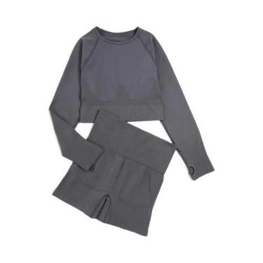 Imagem de Conjunto de Yoga Sem Costura Feminino - Roupas de Ginástica e Fitness,