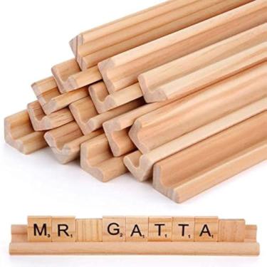 Imagem de 16 pacotes de suportes de madeira para blocos de reposição, bandejas de letras para artesanato e suportes de jogo