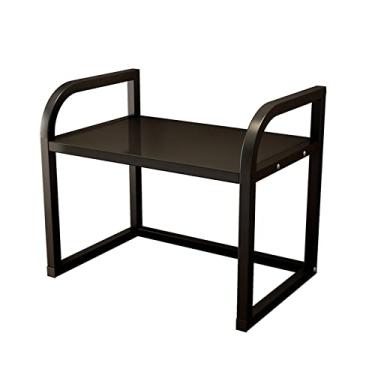 Imagem de Suporte de impressora de mesa de 2 níveis, mesa de madeira para impressora, prateleira de impressora multiuso para organizador de escritório doméstico e máquina de fax, scanner (preto) suporte para