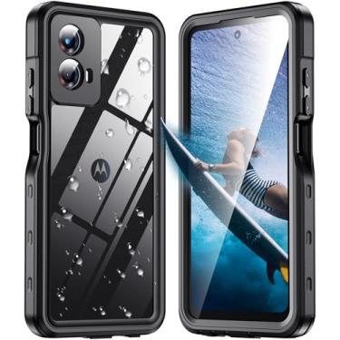 Imagem de WAVELIFE Capa à prova d'água para Motorola Moto G 5G 2024 para celular resistente à prova de choque resistente à prova de choque militar contra quedas capa dura preta