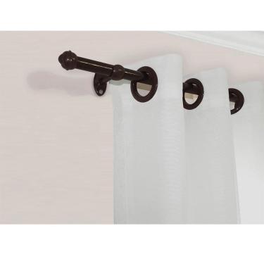 Imagem de Kit Varão para Cortina Bella Arte Pratiko Basic com Bastão e Suporte 2m Imbuia