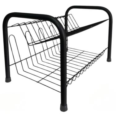 Imagem de Escorredor De Louças Versátil Duplo Secador Copos 13 Pratos 2 Andares(Grafite)