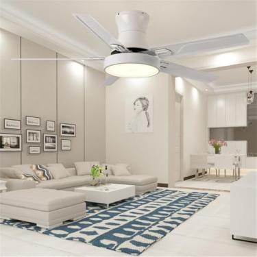 Imagem de Ventilador de teto com iluminação LED de estilo moderno nórdico, simples, ideal para sala de estar, restaurante,quarto e quarto infantil(1 unidade) (Estilo 4)