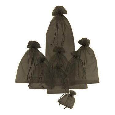Imagem de Kit Com 50 Saquinhos De Organza 15x25cm - Fitas e Festas, Preto 120