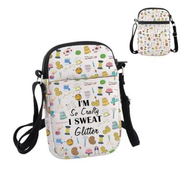 Imagem de PWHAOO Cafting Lover Gift I'm So Crafty I Sweat Glitter Bolsa tiracolo Crafter Bolsa de viagem DIY Hobby Gift, I'm So Crafty I Sweat Glitter P
