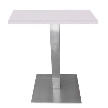 Imagem de Mesa Alpha Inox 77,50 cm (Altura) com Tampo em MDP Quadrado 70 cm Branco
