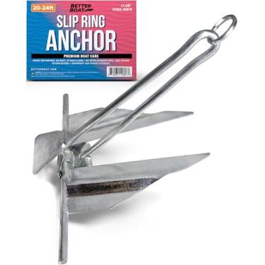 Imagem de Âncora de barco com anel deslizante, design fluke para pontão, barco Jon ou pequenos barcos, aço galvanizado de grau marítimo, adequado para mar e lago, âncora de 2,3 kg para barcos de 6 a 7,3 m