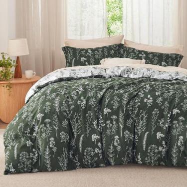 Imagem de Conjunto de edredom Bedsure Queen Dark Olive Green com 3 peças