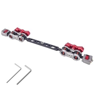 Imagem de Came-TV Braço mágico articulado duplo flexível de 31,5 cm com barra de extensão, braço mágico de cabeça esférica dupla de alumínio com orifícios de parafusos de 1/10.2 cm 3/20.3 cm para monitor de