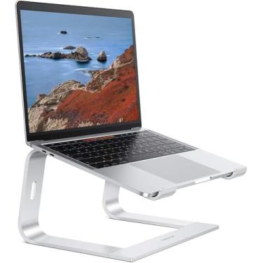Imagem de OMOTON Suporte para laptop, suporte removível para laptop, suporte de alumínio para mesa, compatível com MacBook Air/Pro, Dell, HP, Lenovo e todos os laptops (11-16 polegadas), prata